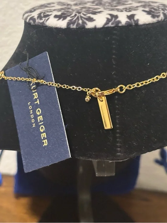 Kurt Geiger Gold Tone Oval Pendant Necklace with Pave Bail - Picture 8 of 10